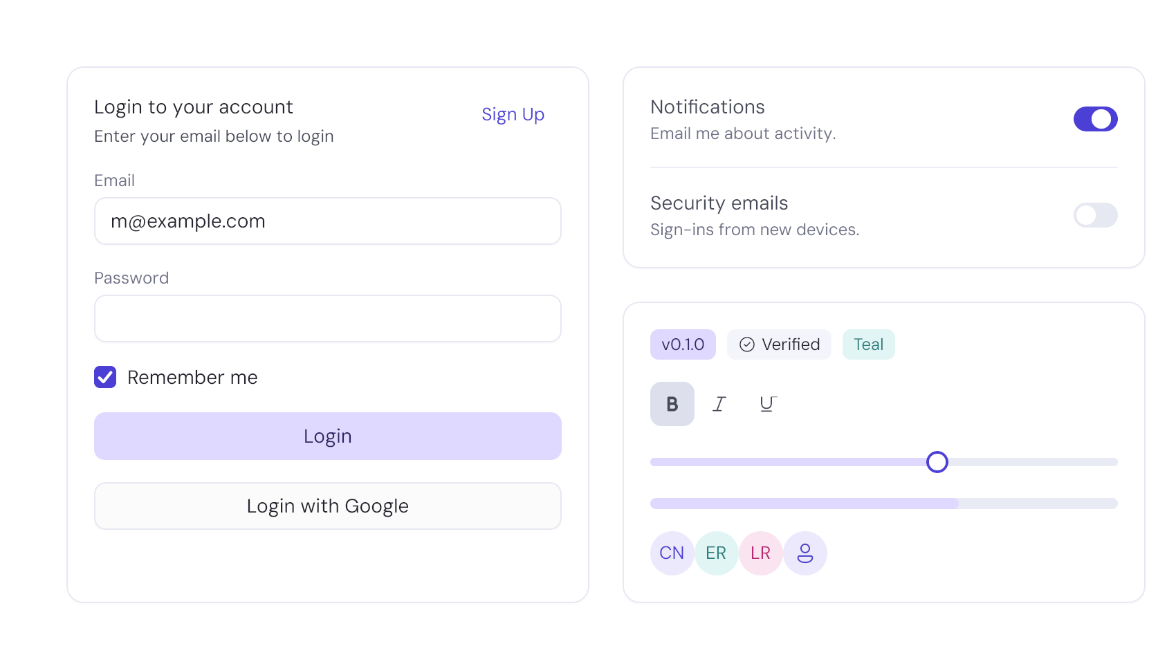 lotusui components — light theme